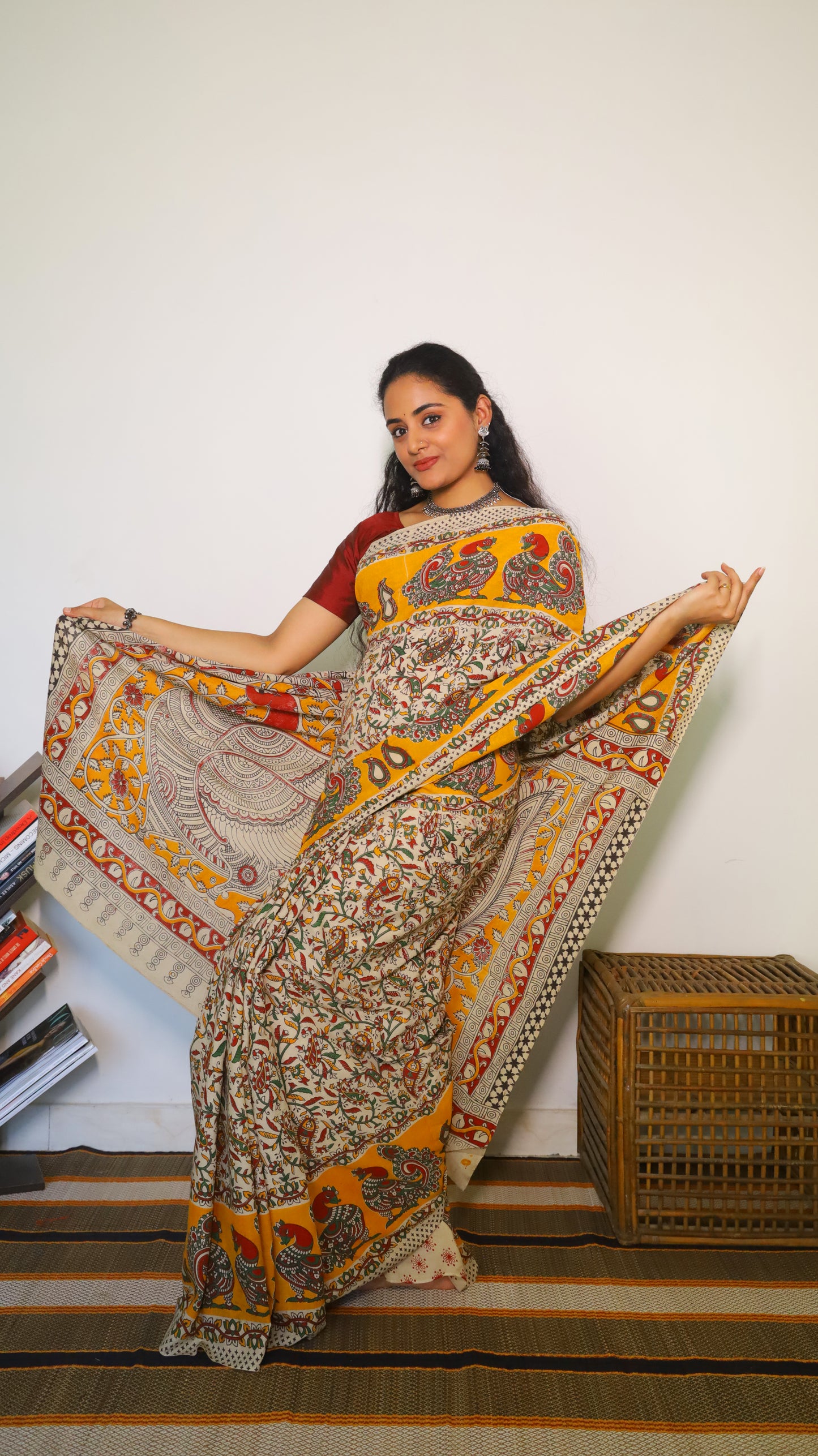 Everyday comfort soft cotton kalamkari saree with intricate paisley print - BOOMIKA