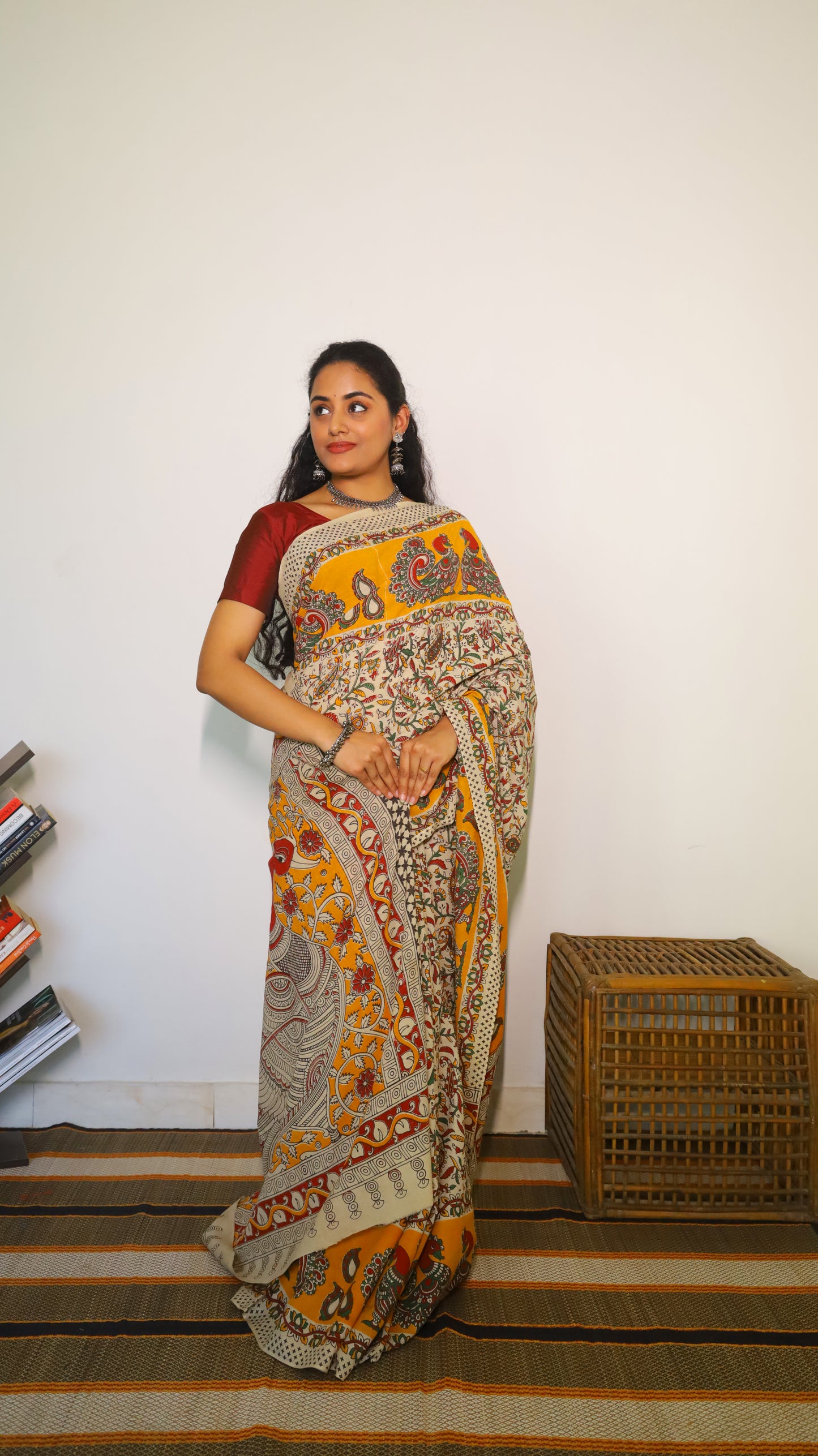 Everyday comfort soft cotton kalamkari saree with intricate paisley print - BOOMIKA