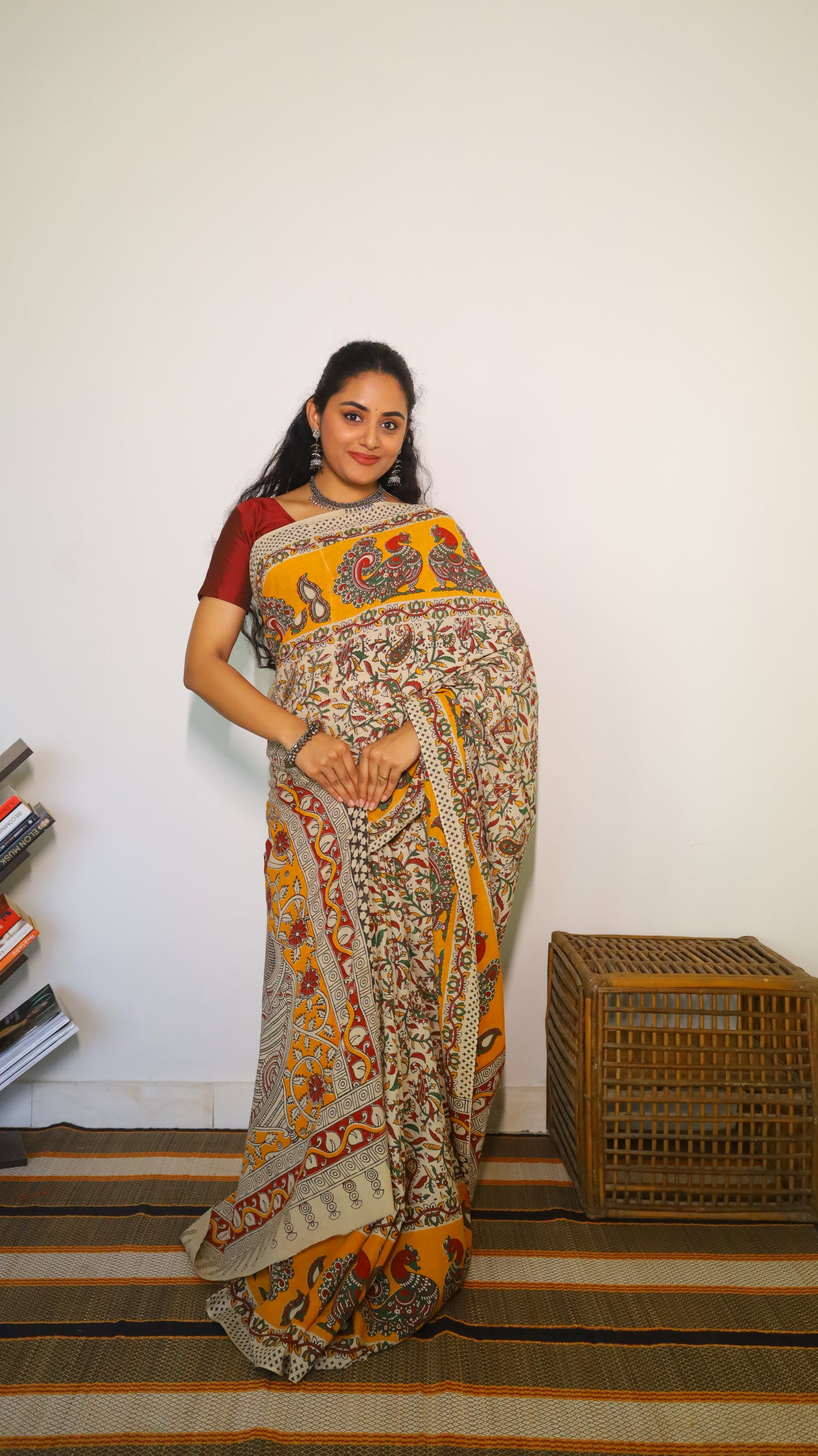 Everyday comfort soft cotton kalamkari saree with intricate paisley print - BOOMIKA