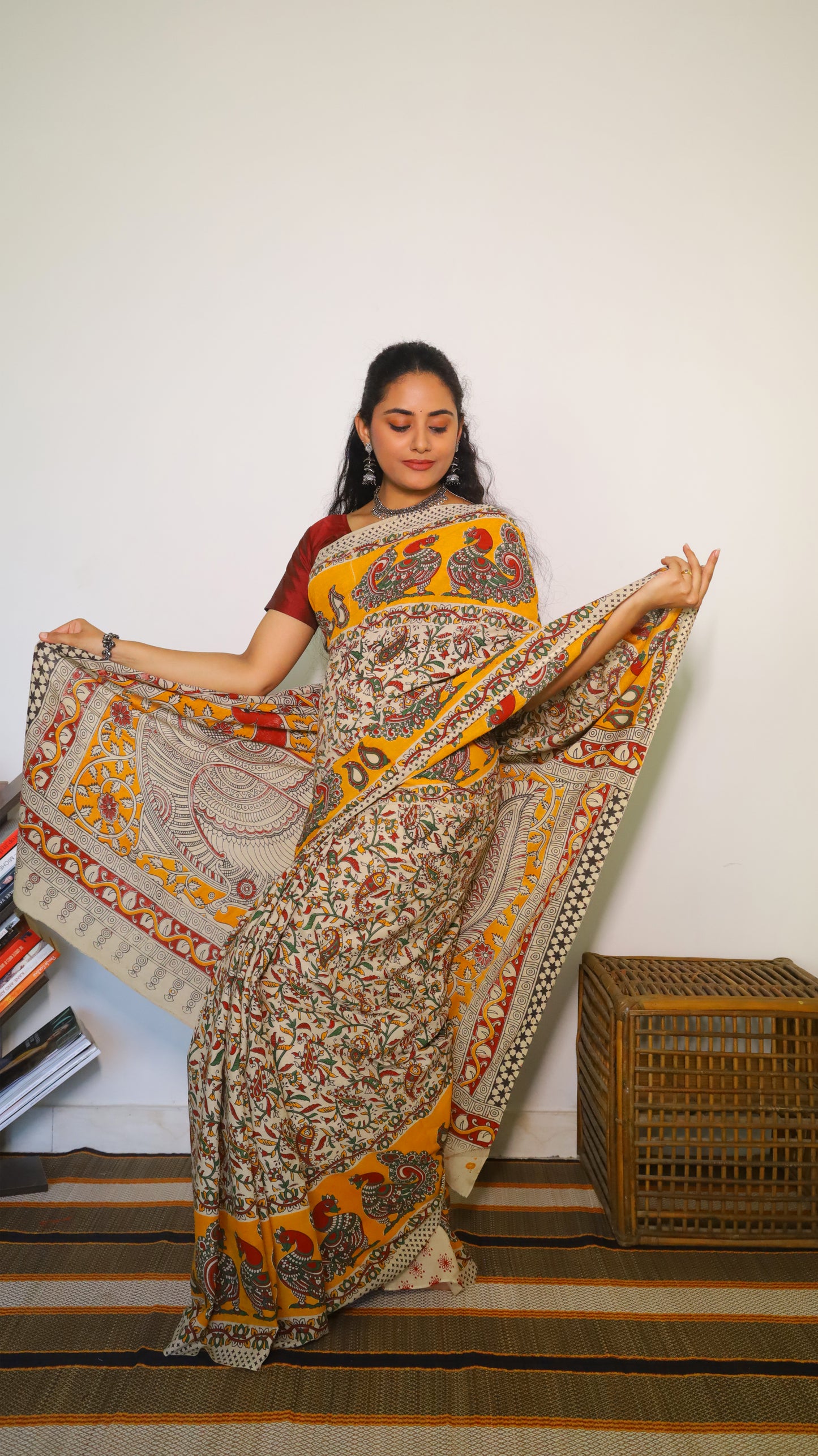 Everyday comfort soft cotton kalamkari saree with intricate paisley print - BOOMIKA