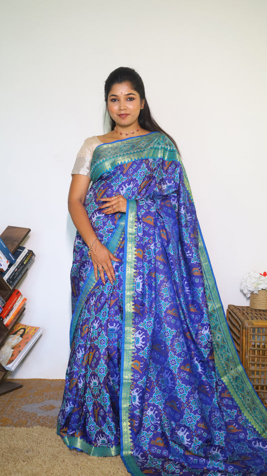 Blue semi silk saree
