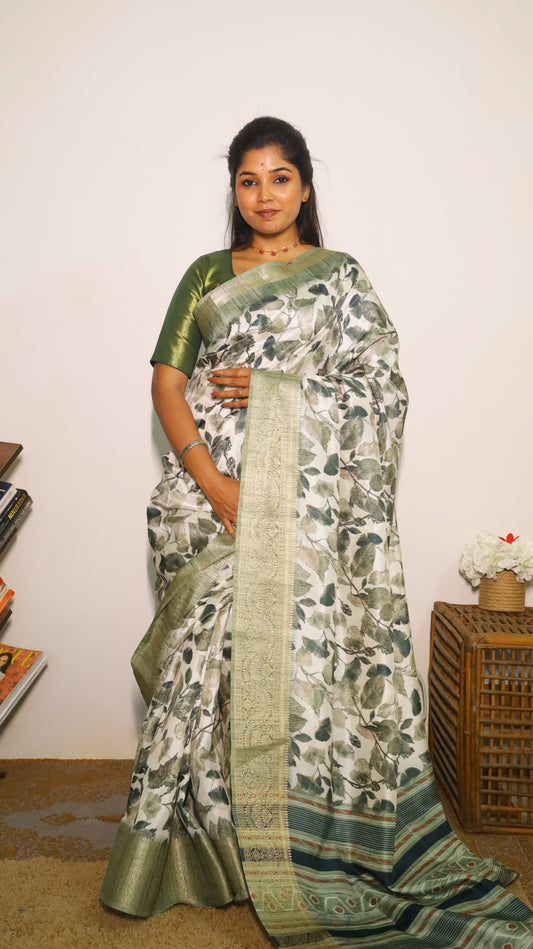 Monochrome cotton silk saree
