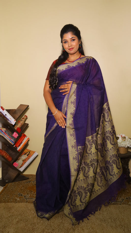 Rich purple cotton saree