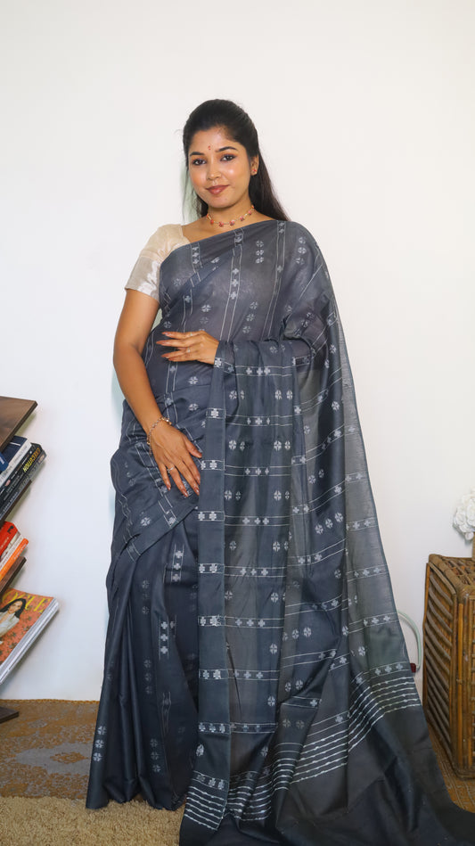 Slate grey semi tussar saree