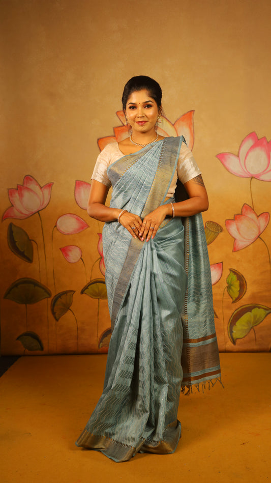 Turquoise blue saree