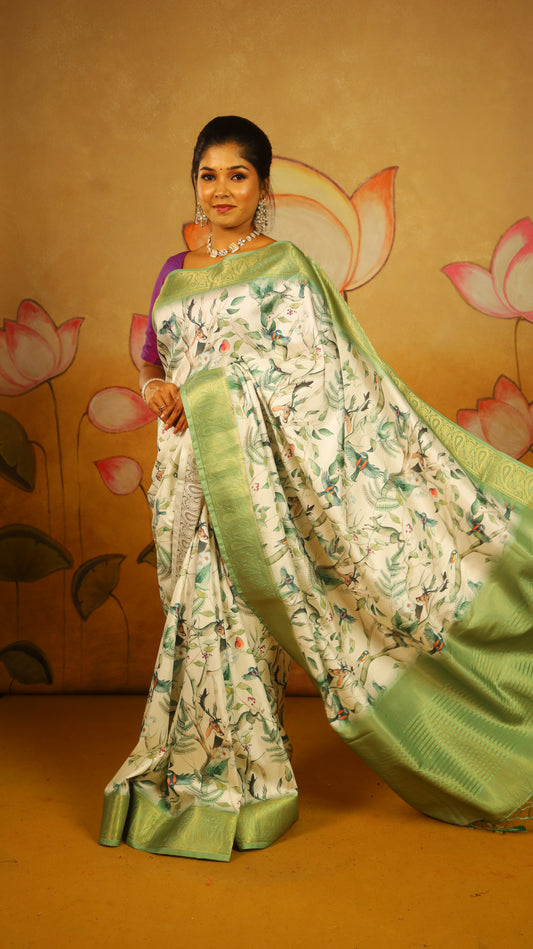 White soft silk saree