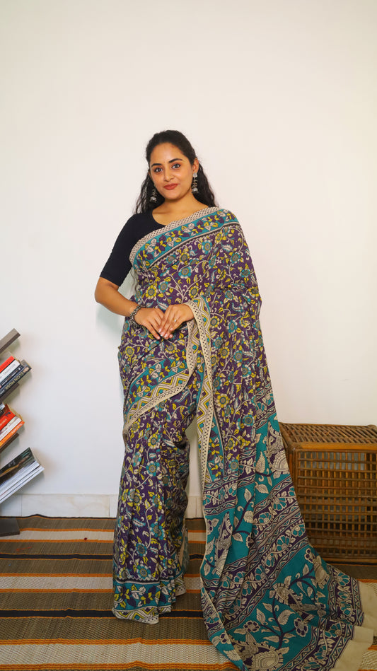 purple cotton saree