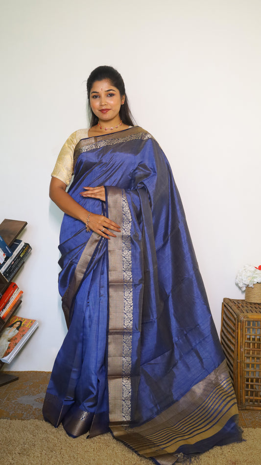 royal blue saree
